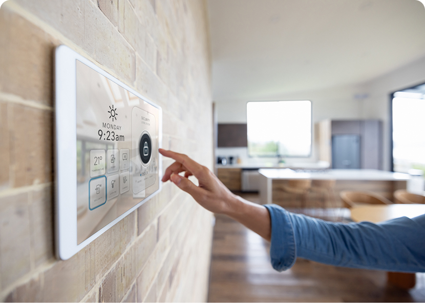 Person adjusting digital home settings